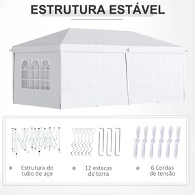 Outsunny Tenda para Festas 585x295x270 cm com Paredes Laterais Amovíve