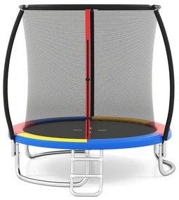 Trampolim para crianças Ø244 cm com escada e rede de segurança, para jardim multicolorido