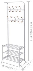 Suporte para roupas com sapateira 68x32x182,5 cm branco