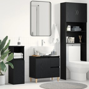 vidaXL Armário de Banheiro com gaveta Carvalho preto 65 x 33 x 60 cm