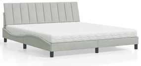 vidaXL Cama com colchão Hanko 180x200 cm veludo cinzento-claro