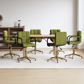 vidaXL Cadeira de jantar giratórias 6 pcs veludo verde-claro
