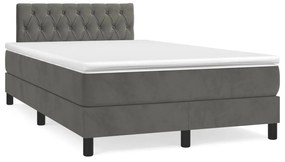 vidaXL Cama box spring colchão LED 120x190cm couro artif. cinza-escuro