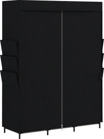 HOMCOM Guarda-roupa em Tecido Salva-Espaço com 3 Varões, 3 Prateleiras, 6 Bolsos Laterais, Cortinas Antipó com Zíper, Preto | Aosom Portugal