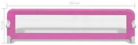 Barra de segurança para cama de criança 2 pcs 150x42 cm rosa
