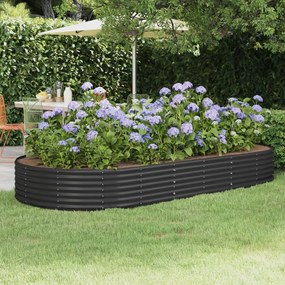 Canteiro elevado jardim 296x140x36 aço revestido a pó antracite