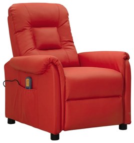 338929 vidaXL Cadeira de massagens couro artificial vermelho tinto