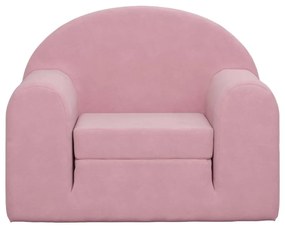 Sofá-cama infantil de pelúcia rosa