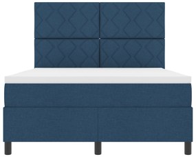 Cama Box Spring com Colchão Azul 140x200 cm Tecido