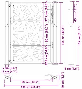Portão de jardim 105x130 cm design de luz em aço resistente