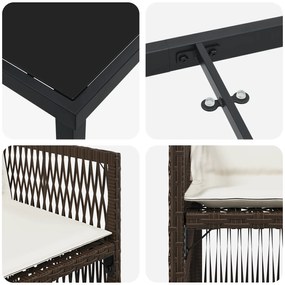 Conjunto de Jantar de 9 Peças vidaXL com Almofadas Castanho Vime Sinté