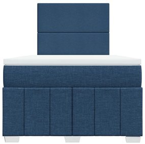 Cama boxspring com colchão 120x190 cm tecido azul