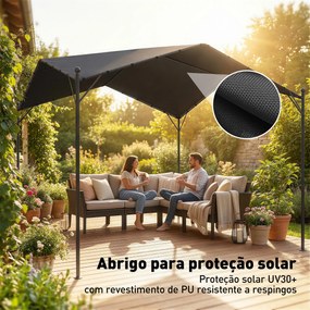 Pérgola Pavilhão 3x3 m à Prova d'Água Estável Resistente ao Inverno Proteção Solar com Telhado em Duas Águas Estruturas Triangulares