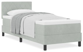 Cama Box com Colchão vidaXL Cinza Claro 80x200 cm Veludo