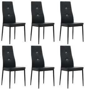 Cadeiras de jantar 6 pcs couro artificial preto