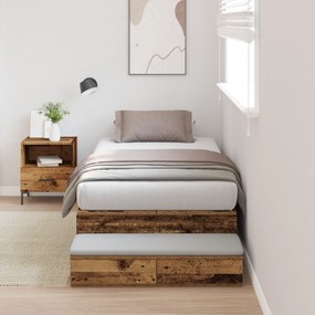 Cama de Armazenamento Madeira Velha 75x190 cm