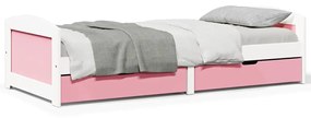 Sofá-cama com 2 gavetas sem colchão 90x200 cm IRUN branco&amp;rosa