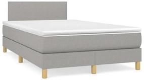 Cama boxspring com colchão 120x190 cm tecido cinzento-claro