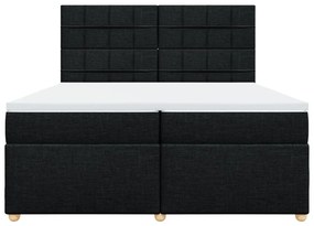 Cama com molas/colchão 200x200 cm tecido preto