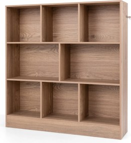 Estante de 8 cubos com 3 níveis de organização de arrumação Estante anti-queda para sala de estar, quarto, escritório Natural