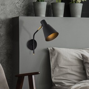 Aplique de Parede Sivani – Preto e Dourado – 14 x 36 x 40 cm