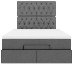 Estrutura cama otomana colchão 120x200cm tecido cinzento escuro