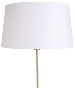 LED Candeeiro de pé inteligente dourado com abajur de linho branco 45 cm incl. Wifi A60 - Parte Moderno,Design