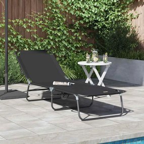 vidaXL Espreguiçadeira Dobrável Portátil Preto Tecido Oxford 600D
