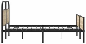 Estrutura de cama sem colchão 180x200cm metal carvalho fumado
