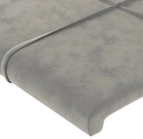 Cabeceira de cama c/ abas veludo 83x16x78/88 cm cinzento-claro