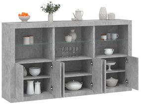 vidaXL Aparador com luzes LED 181,5x37x100 cm cinzento cimento
