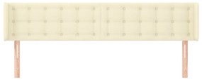 Cabeceira de cama c/ abas couro artificial 183x16x78/88cm creme