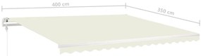 Toldo retrátil manual com luzes LED 4x3,5 m cor creme
