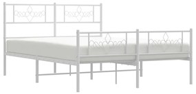 Estrutura de cama com cabeceira e pés 120x200 cm metal branco