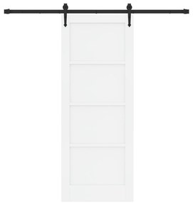 Porta de Correr vidaXL com Kit de Ferragem Branca 78x202 cm Madeira Só