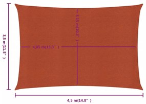 Para-sol vela retangular 160 g/m² 3,5x4,5 m PEAD terracotta