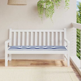Almofadão p/ banco jardim 150x50x4 cm tecido oxford azul/branco