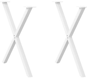 Pernas p/ mesa de jantar 2 pcs forma X 80x(72-73) cm aço branco