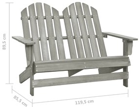 Cadeira de jardim Adirondack 2 lugares abeto maciço cinzento