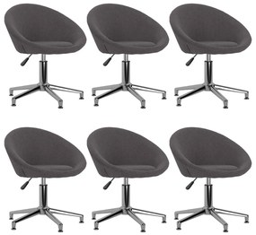 vidaXL Cadeiras de jantar giratórias 6 pcs tecido cinzento-acastanhado