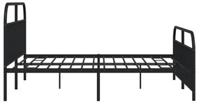 Estrutura de cama com cabeceira e pés 200x200 cm metal preto