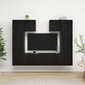 vidaXL 6 pcs conjunto de móveis de TV derivados de madeira preto