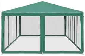 Tenda p/ festas c/ 12 paredes laterais em rede 8x4 m PEAD verde