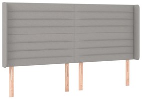 Cama box spring c/ colchão e LED 160x200 cm tecido cinza-claro