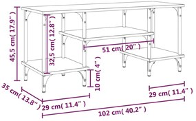 Móvel para TV 102x35x45,5 cm derivados madeira cinzento sonoma