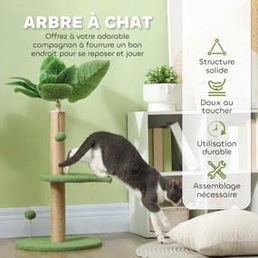 Arranhador para gatos de escalada, altura 83 cm, com arranhador de juta, bolas de brincar e plataformas de pelúcia verde