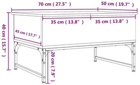 Mesa de centro 70x50x40 cm deriv. madeira/metal cinzento sonoma