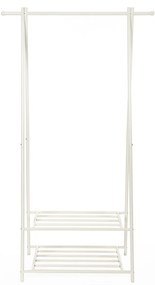 Cabide SONGMICS, cabide, cabideiro com prateleira de armazenamento de 2 camadas para sapatos e cestas, estrutura de metal, economia de espaço, ideal para quarto, entrada, escritório e muito mais, branco HSR05W