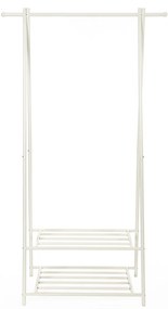 Cabideiro SONGMICS, cabideiro, cabideiro com prateleira de armazenamento de 2 níveis para sapatos e cestos, estrutura de metal, economiza espaço, ideal para quarto, entrada, escritório e muito mais, branco HSR05W