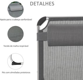 Espreguiçadeira de Jardim Dobrável com Apoio para a Cabeça Removível e